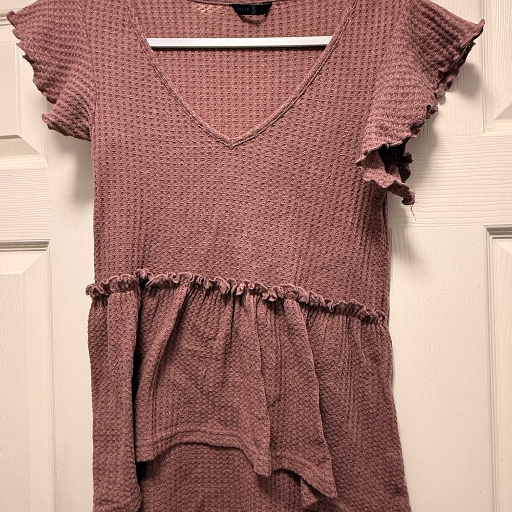 Women's Mauve Ruffle Sleeve Top